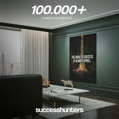 Vista 6 de Lienzo decorativo motivacional para pared con texto en inglés "Road To Successful" (Camino al éxito), diseño motivacional para la oficina, con texto