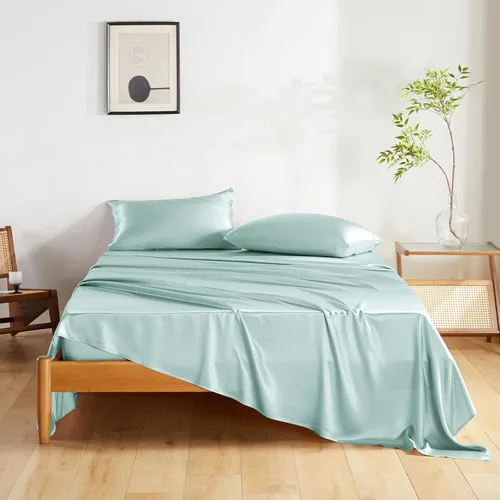 Vista 20 de Juego de sábanas de seda THXSILK 3 piezas, juego de sábanas tamaño Twin XL, sábanas frescas y transpirables con 1 sábana encimera, 1 sábana bajera
