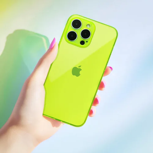 Vista 2 de Compatible con Funda iPhone 14 Pro, Funda Transparente Neón con Cubierta para Lente de Cámara Carcasa para Mujeres y Niñas Delgada Suave Silicona