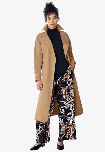 Vista 5 de Ellos Pantalones suaves de pierna ancha para mujer, talla grande, con elástico en la espalda