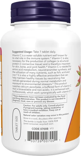 Vista 3 de NOW Suplementos, Complejo de Vitamina C-1000 con 250 mg de Bioflavonoides, Amortiguado, Protección Antioxidante*, 90 Tabletas