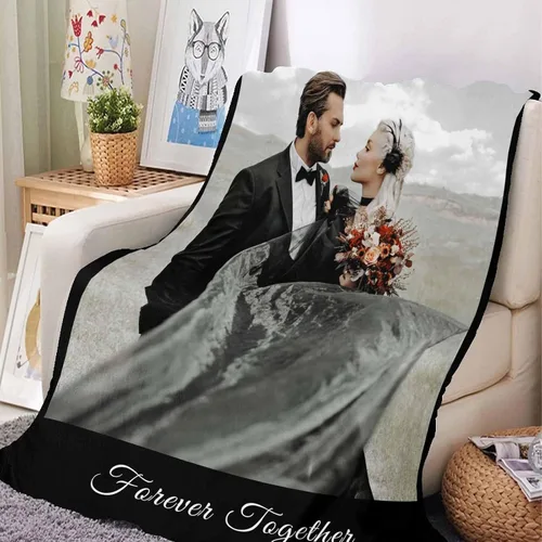 Vista 3 de YESCUSTOM Manta personalizada con fotos y texto, Manta familiar personalizada para adultos, niños y amigos, para cumpleaños, regalo conmemorativo