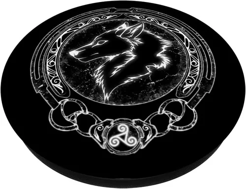 Vista 2 de Viking Fenris Wolf Celta Triskelion Símbolo PopSockets intercambiables PopGrip