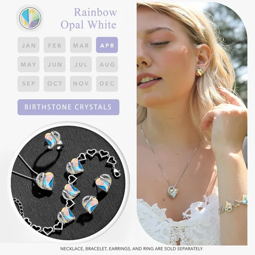 Vista 4 de Leafael - Collares para mujer, dije de corazón de amor infinito con cristales de piedra natal, cadena chapada en plata de 18 + 2 pulgadas, regalo
