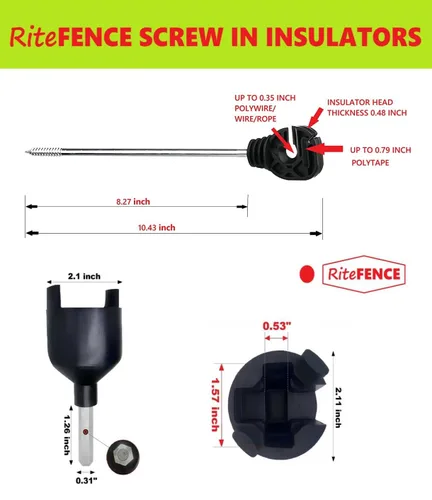 Vista 2 de Esgrima eléctrica Premium Stand Off/brazo largo Aislador multiusos para Polywire/Polytape/Cuerda/Alambre PK25