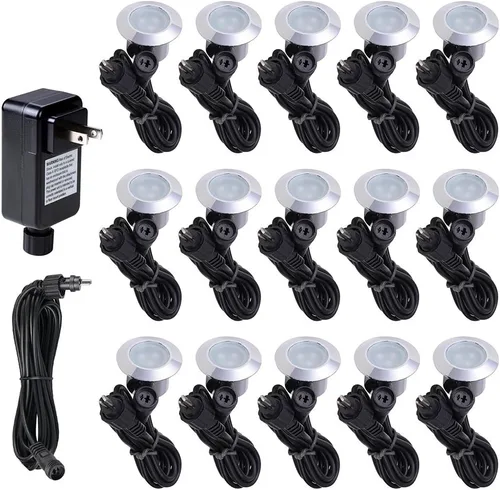 Vista 14 de Yescom Paquete de 5 luces LED de aluminio para terraza, iluminación de paisaje de bajo voltaje de 12 V, blanco cálido de 3000 K, IP67, impermeable
