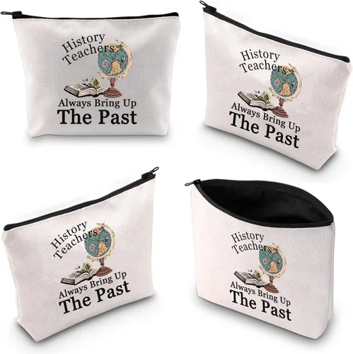 Vista 3 de WCGXKO Historia Profesor Regalo Historiador Regalo Historia Maestros Siempre Traer El Pasado Cremallera Bolsa Bolsa De Maquillaje