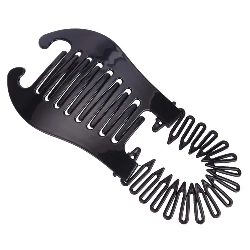 Vista 7 de Peines de plátano entrelazados elásticos y flexibles, pinzas flexibles para cola de caballo, accesorios para el cabello para mujeres y niñas, 2