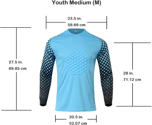 Vista 7 de Jared's Athletic Wear Camiseta acolchada de portero juvenil Fútbol, Fútbol, Fútbol (azul claro)