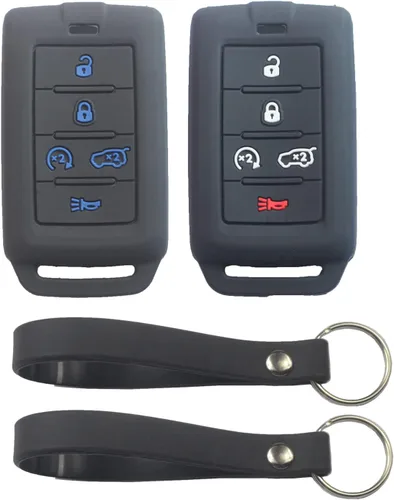 Vista 6 de 2 fundas para llavero de 5 botones compatibles con Jeep, 2 piezas negro, Pequeño