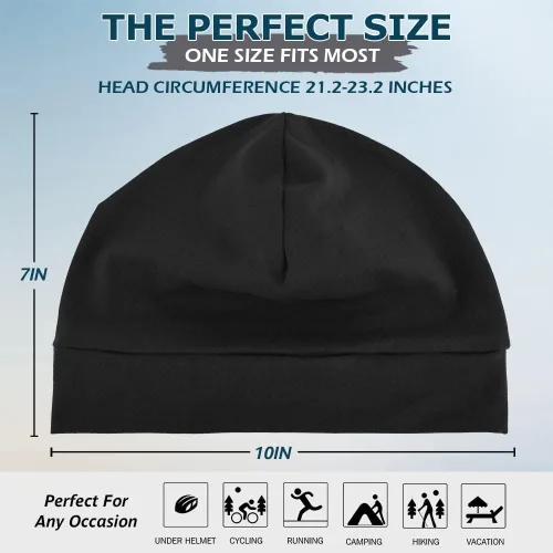 Vista 4 de Headshion Gorras de algodón con diseño de calavera para hombres y mujeres, paquete de 2 gorros ligeros para dormir, transpirables, forro para casco
