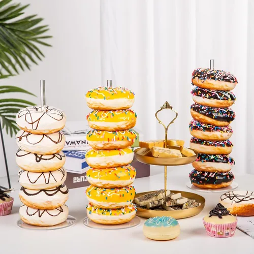 Vista 5 de HENABLE 4 Piezas Soporte de Exhibición de Donas de Acrílico - Torre - Soporte de Mesa de Postres para Donas, Bagels y Rosquillas - Perfecto