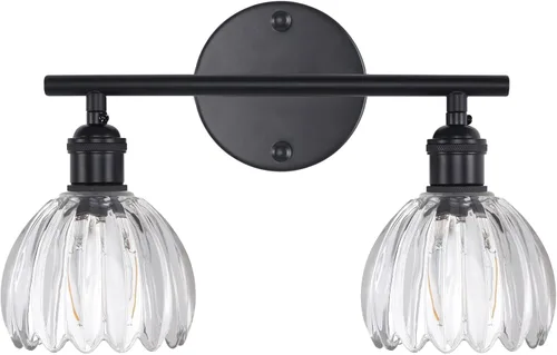Vista 234 de Shenmoyl Lámparas de baño, lámpara de pared de 2 luces para tocador sobre espejo con pantalla de vidrio tulipán blanco para dormitorio, sala