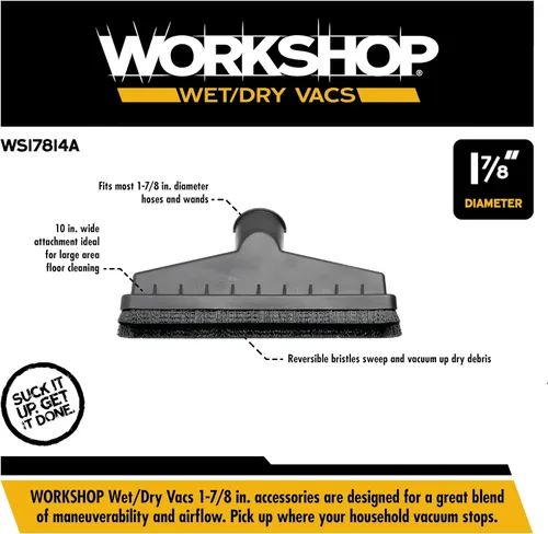 Vista 3 de WORKSHOP Wet/Dry Vacs Cepillo para piso, de 1-7/8 pulgadas, para aspiradora en seco o húmedo, para tienda.