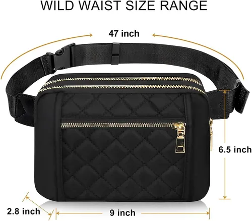 Vista 6 de Lindas Riñoneras Grandes para Mujer Bolso de Cintura Cruzado de Nylon Riñonera de Moda Diseñador Riñonera de Entrenamiento Senderismo Riñonera