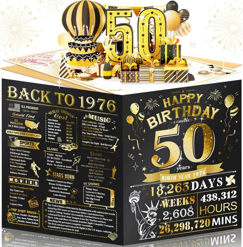 Vista 37 de Tarjeta de cumpleaños número 10 para niña, niño, nieto, nieta, hijo, hija, gigante, desplegable, “Happy 10th Year Old”, decoración, regalo de Negro