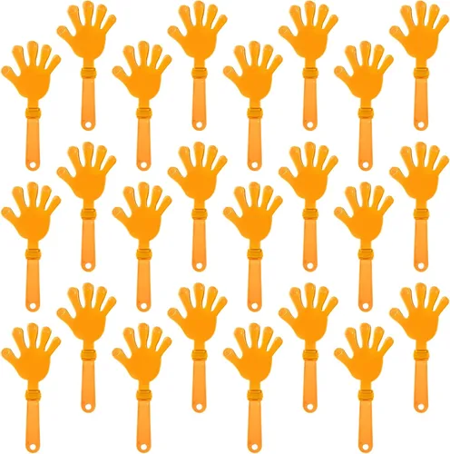Vista 9 de 24 pinzas de mano amarillas Sunburst de 7.5 pulgadas que hacen ruido, regalos de fiesta, aplausos de plástico, eventos deportivos, felicitaciones