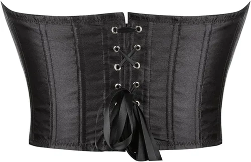 Vista 4 de SHYMMUO Corsé sexy para mujer, top corto de verano para salir, sin tirantes, con cinturón