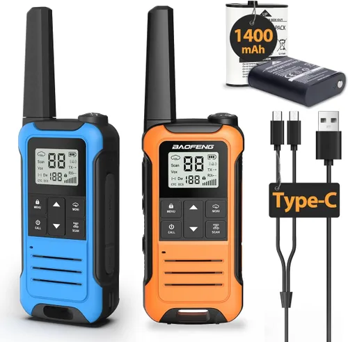 Vista 9 de Walkie Talkies de largo alcance para adultos, Walkie Talkie recargable Baofeng F22 FRS Radio Walky Talky Familia Walkie-Talkie con batería de 1400