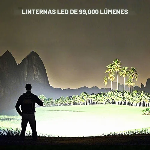 Vista 2 de Paquete de 4 linternas LED recargables de alto lúmenes, linterna súper brillante de 90,000 lúmenes, luz de flash potente ajustable con cable USB y 5