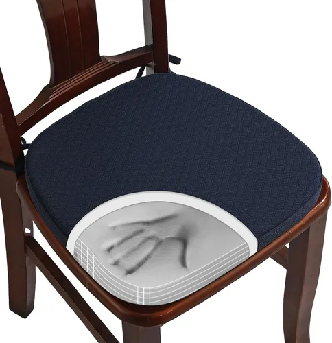 Vista 14 de BUYUE Cojín de Lujo de Espuma Viscoelástica 100% Pura para Silla 1 Paquete, Jacquard 16" Forma de U Cómodo Cojín para Silla de Comedor, Cojín