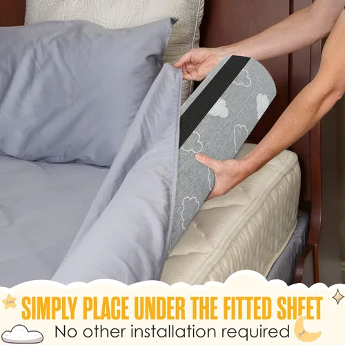 Vista 2 de Sleepah Protectores de cama para niños pequeños, protectores de riel de espuma viscoelástica, impermeables, lavables, de doble cara, antideslizante