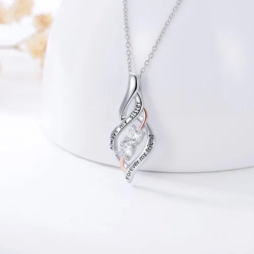 Vista 6 de POPKIMI Regalos para hermana de hermana, regalos de cumpleaños de hermana 234 hermanas, collar de plata de ley con concha de abulón de cristal