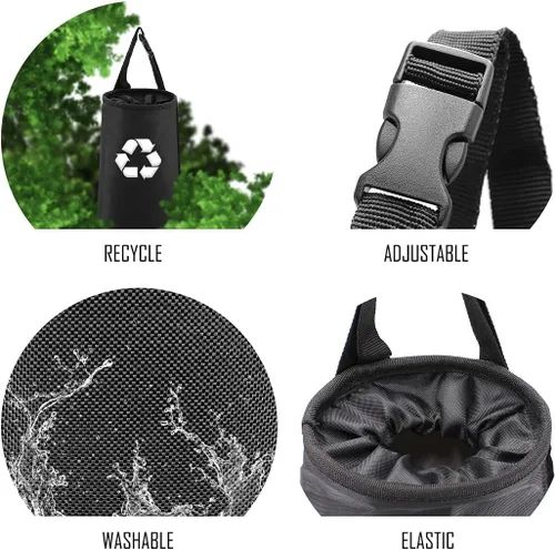 Vista 3 de Bolsa de almacenamiento Encell, de vehículo, para la basura, que se cuelga en el respaldo del asiento, Negro 1 Paquete