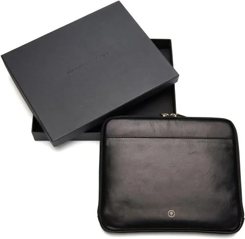 Vista 6 de Maxwell Scott - Funda de piel de lujo para tablet con cremallera de tres caras, hecha a mano con piel de grano completo, The Luzzi