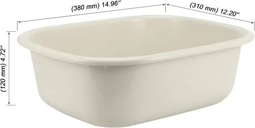Vista 2 de MOUYAT Paquete de 4 lavabos de plástico de 13 L, caja de autobús comercial de plástico de 14 cuartos de galón, lavabo rectangular, sartenes beige