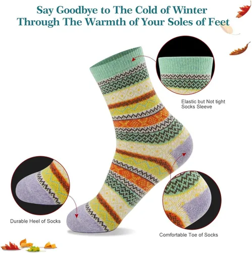 Vista 5 de FYC - Calcetines de invierno, para mujer, cálidos, de lana suave y gruesa, regalo de Navidad, calcetines deportivos acogedores, regalo para mujer