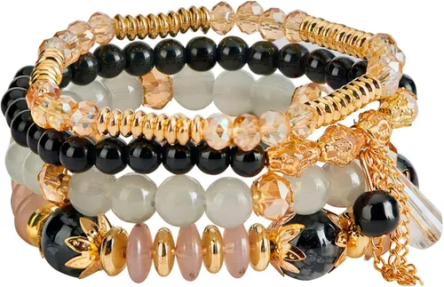 Vista 6 de Yovico 6 juegos de pulseras elásticas apilables bohemias, para mujer, con cuentas ajustables, multicolor, para regalo, Sin gemas.