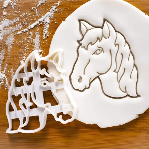 Vista 4 de Juego de 2 cortadores de galletas de caballo - Cabeza de caballo y diseños de correr, 2 piezas - Bakerlogy