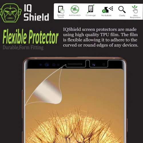Vista 3 de IQShield Paquete de 2 protectores de pantalla para Samsung Galaxy Note 9 (compatible con fundas), fácil de instalar, ultra fino, antiarañazos