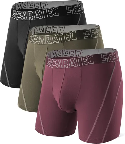 Vista 10 de Separatec Ropa interior para hombre con doble bolsa, calzoncillos tipo bóxer que absorben la humedad, rayón de bambú, transpirable, refrescante 1