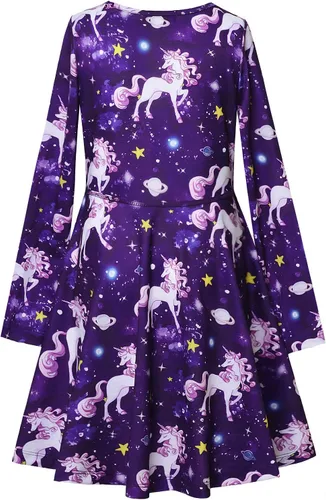 Vista 9 de Qpancy Vestidos a juego para muñecas y niñas, trajes de unicornio de manga larga, ropa de algodón