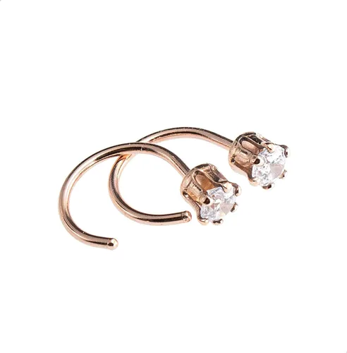 Vista 4 de Half Huggie Birthstone Gold Hoop Earrings for Women Tiny Cartilage Stud Piercing Earring Hypoallergenic Earring Screw Back Dainty Hug