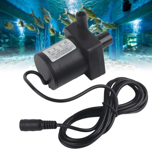 Vista 2 de Mini acuario sumergible, DC 12V 800L/H sin escobillas, silencioso para fuente solar, peces de acuario, estanque, fuente, hidroponía, 16.4 ft