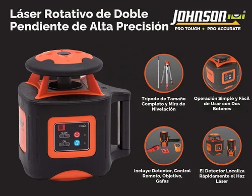Vista 8 de Johnson Level & Tool 40-6541 - Sistema láser giratorio de doble pendiente de alta precisión, rojo, 1 kit