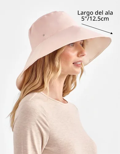 Vista 2 de Solbari Sombrero de ala ultra ancha UPF 50+ plegable con protección solar UV con ala de cobertura completa Rosa suave y beige