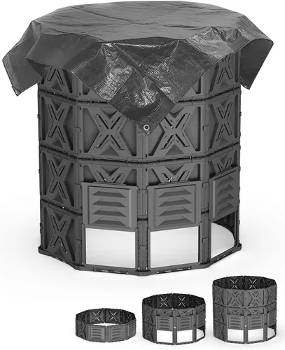 Vista 4 de Contenedor de compost grande con herramienta aireadora ompost,Contenedores de vaso de abono al aire libre,Herramienta de torneado de compost