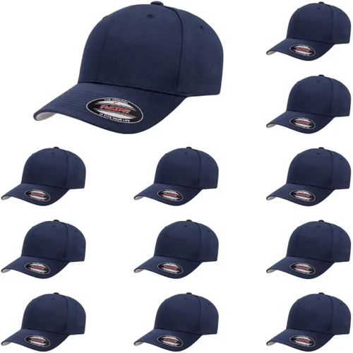 Vista 38 de Gorra de béisbol Flexfit Wooly Combed Premium de 6 paneles estructurada Ajuste elástico Paquete al por mayor disponible Negro