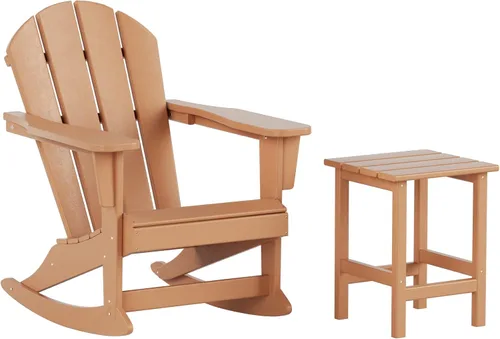 Vista 31 de Malibu - Sillas mecedoras Adirondack para patio al aire libre con juego de mesa auxiliar, gris