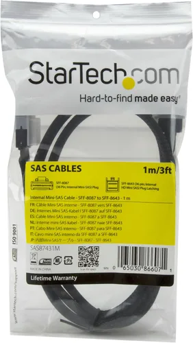 Vista 2 de StarTech SFF-8087 a SFF-8643 (SAS87431M) - Cable interno de 3.3 ft, SFF
