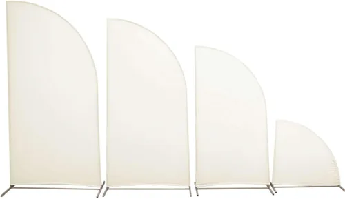 Vista 265 de Efavormart - Juego de 4 fundas de elastano beige para arco de media luna, fundas de telón de fondo Chiara de 2.5 pies a 7 pies para escenarios
