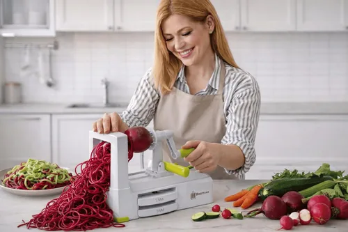 Vista 11 de Brieftons Espiralizador de verduras de 5 hojas: rebanador en espiral más fuerte y pesado, el mejor fabricante de pasta de espaguetis de verduras