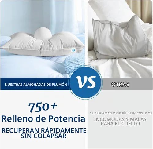 Vista 6 de Canadian Luxury Almohada de plumón de ganso tamaño estándar, poder de relleno 750, 100% algodón con funda de teflón - Almohadas de sueño de ultra