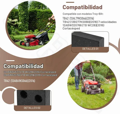 Vista 5 de Paquete de 2 pastillas de freno de cubierta 761-05007 para cortacésped MTD Cub Cadet Troy Bilt