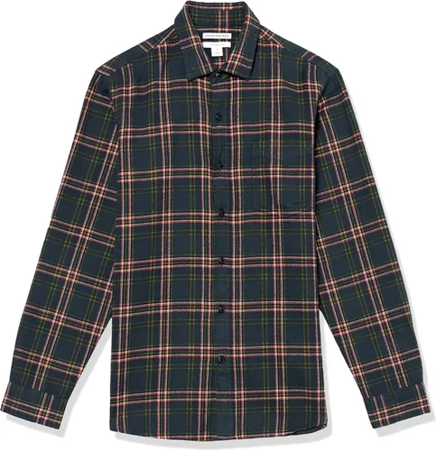 Vista 81 de Amazon Essentials Camisas de franela de manga larga para hombre, corte ajustado, a cuadros con botones