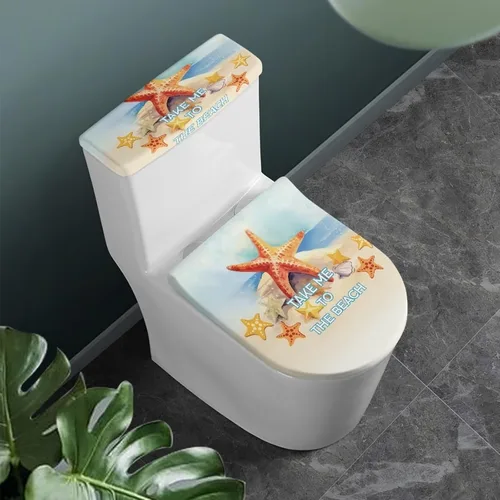 Vista 19 de Ystardream Juego de 2 fundas de inodoro y fundas de asiento de mar profundo, fundas de tapa de asiento de inodoro, fundas lavables para tanque